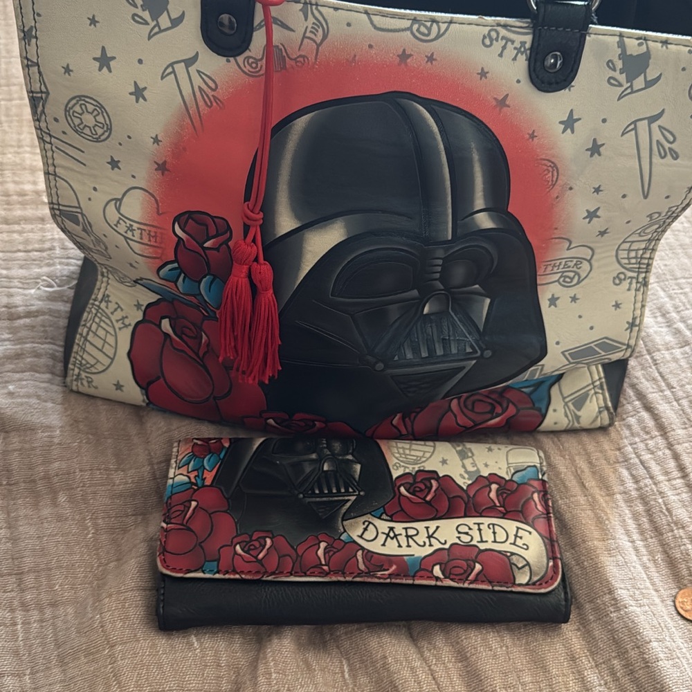 Star Wars Loungefly Tote and Wallet Set with Darth Vader Design